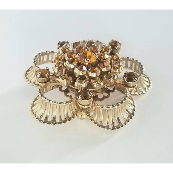 Vintage Barclay Brooch - 1940s - Openwork Rhinestone Brooch - Picture 5 of 7